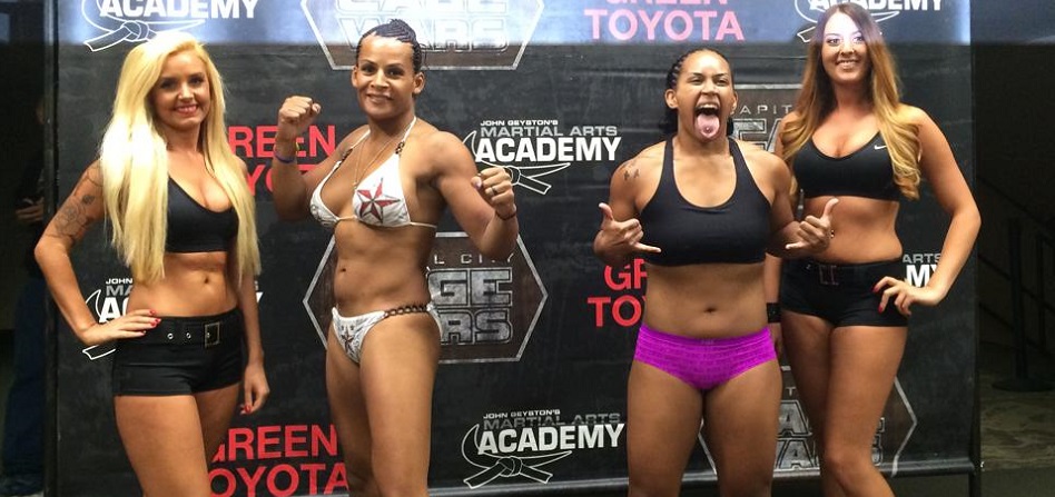 Fallon Fox and Temmika Brents weighing in. Photo Credit- Capital City Cage Wars